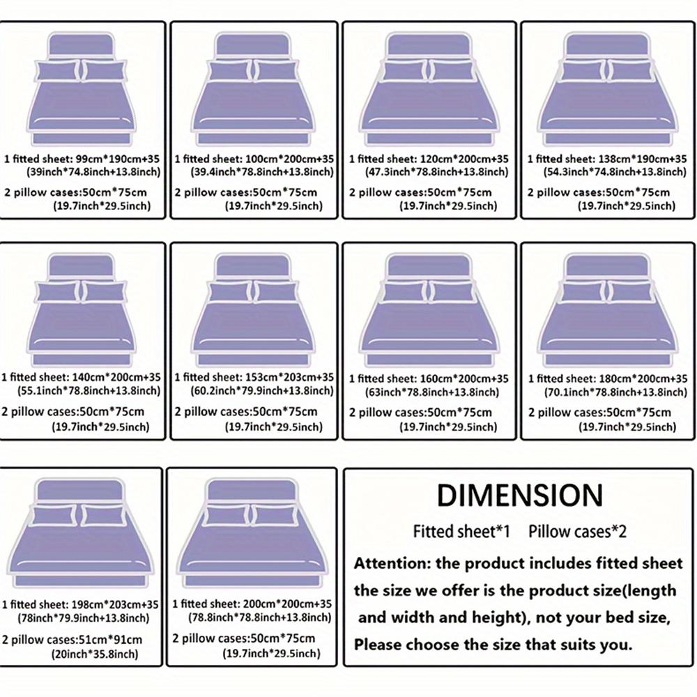 3pcs Romantic Rose Love Print Fitted Sheet Set, Soft Comfortable Breathable Bedding Mattress Protector Set, For Bedroom, Guest