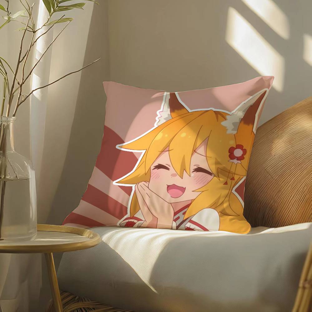 Healing Animation The Helpful Fox Senko-san-Anime Pillow Case Silky Elegant Comfort Sofa Bed  Invisible Zipper Beach Pillowcase
