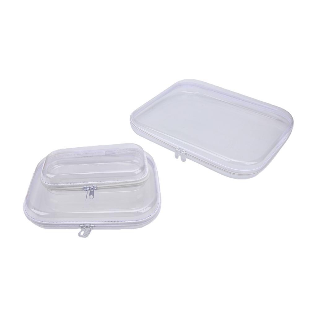 3 Stück PVC-Reißverschluss-Aufbewahrungsbeutel Hartschalen-Reiseorganizer-Set Groß Mittel Klein Transparent für Snacks Kosmetik