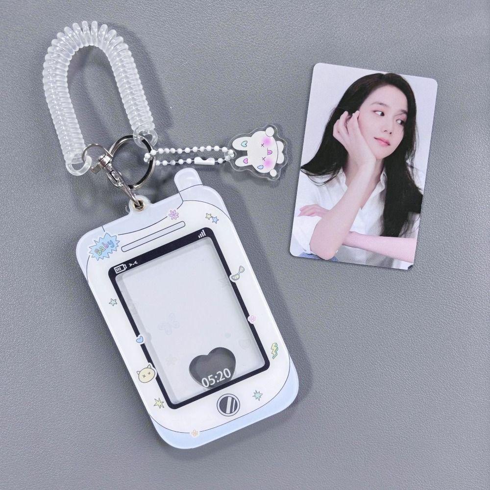 Acrylic Idol Photo Card Sleeves Keychain Student ID Badge Holder Portable Kpop Photocard Holder