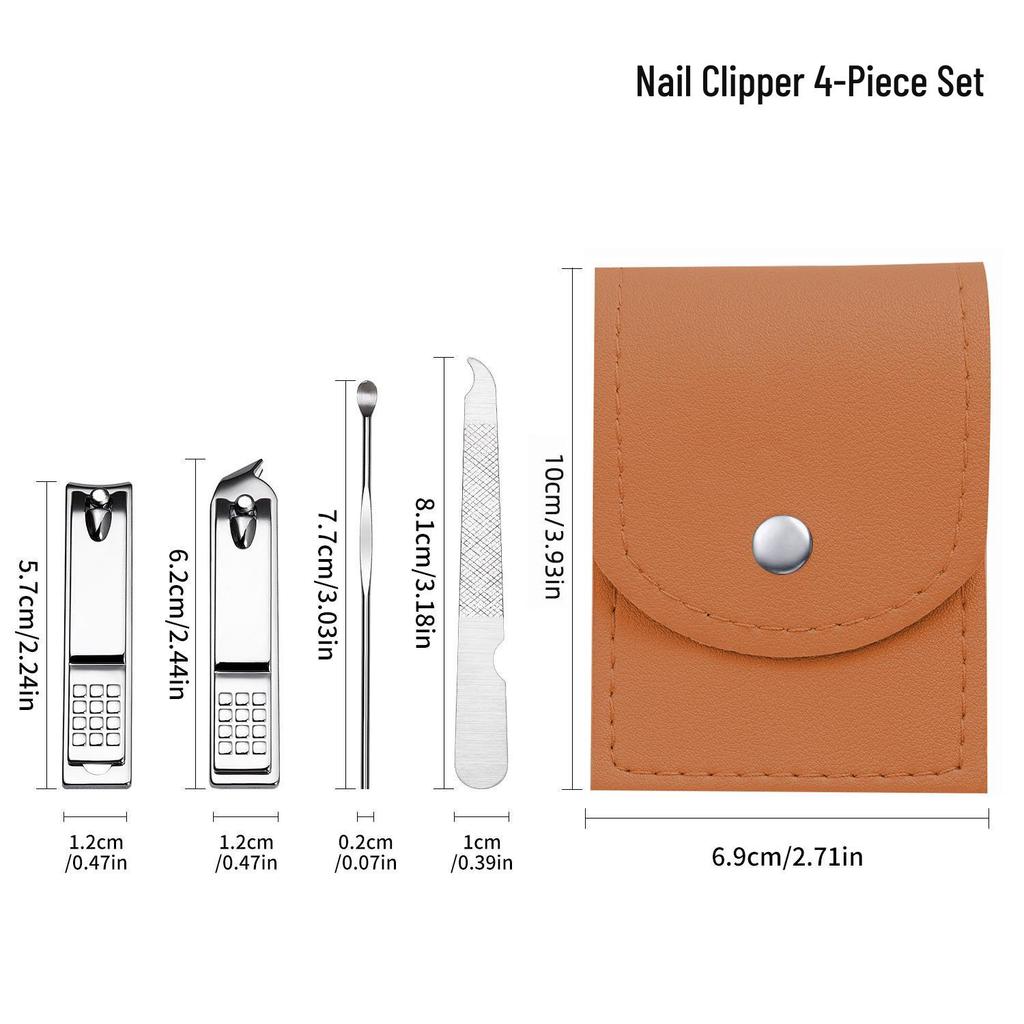 Nail Clipper & Angled File Set with Ear Pick - Manicure Tools for Women