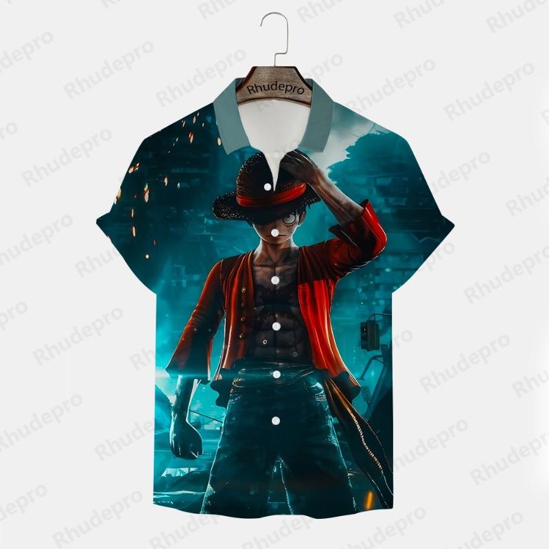 Men's Shirt Printed Y2k Harajuku Style Goku 2024 Trend Anime Short Sleeve Clothing New T-shirts Tops