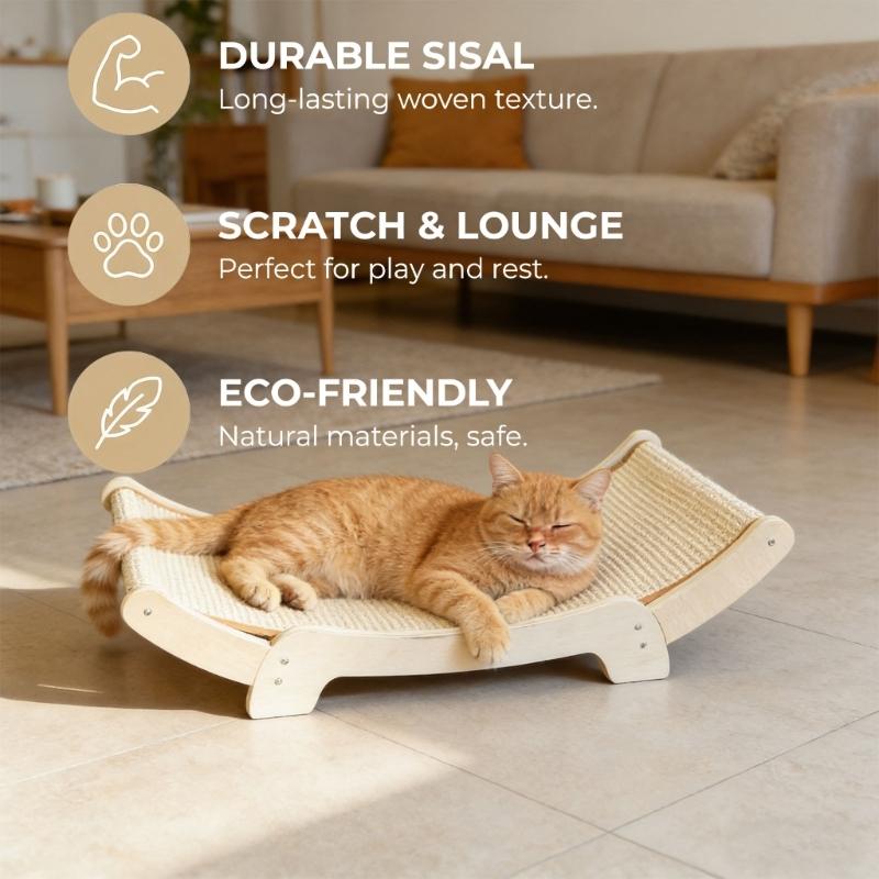 Big Size Scratch Pad And Relaxation Bed Combined Sisal Top Wooden Bottom Comfortable For Large Animals