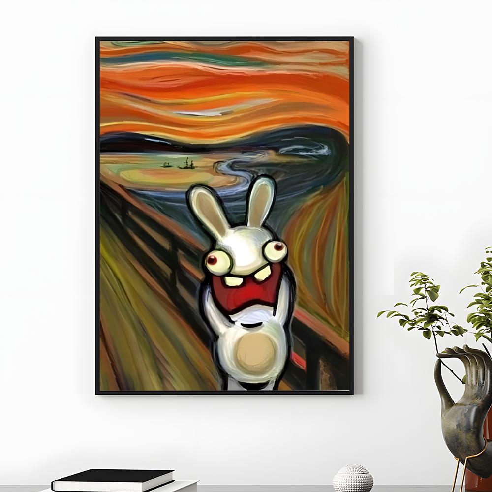Rabbids Invasion Poster HD Waterproof Self-Adhesive Wall Art Multi-Scene Application 15X20cmNoframe