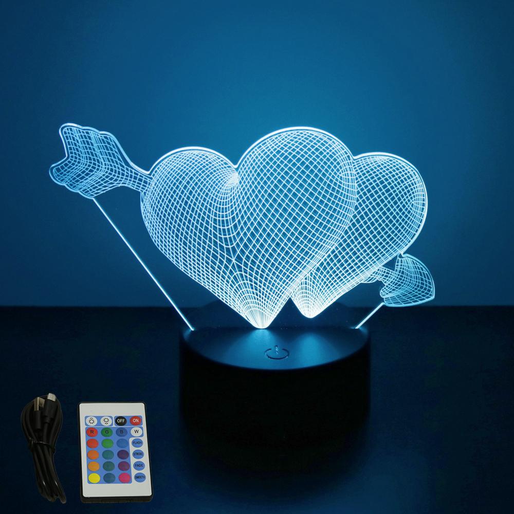 3D LED Night Light USB RGB Lamp illusion I Love You Gadget Heart Bedroom Desk Lamps Home Decoration Romantic Night Love Gifts