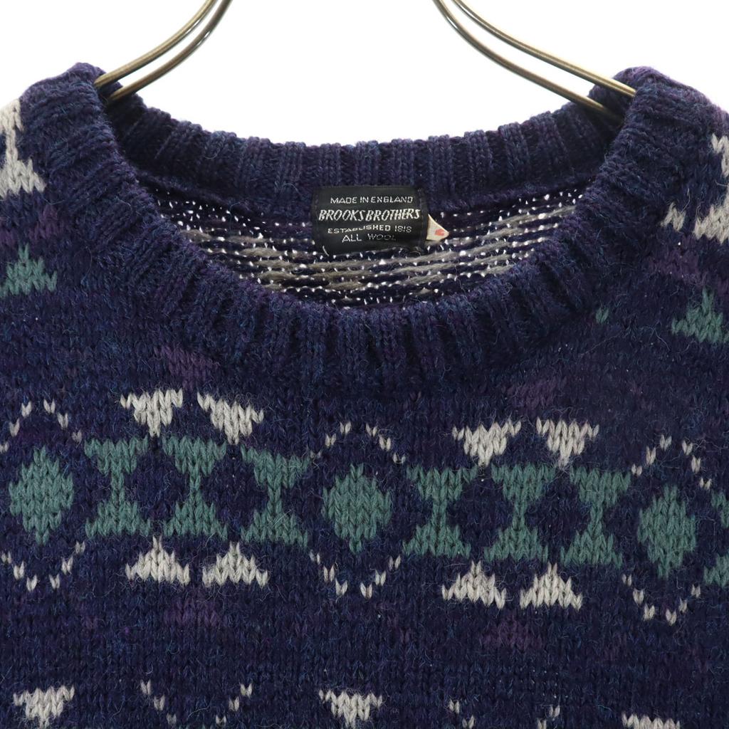 Brooks Brothers 80s 90s Made in England, 100% wool, old Overall handle Long sleeve sweater Men's Used