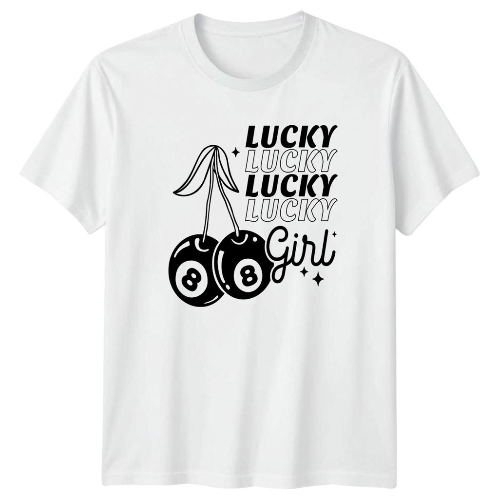 Lucky Lucky Lucky Lucky Girl Unisexs TShirt Retro Aesthetic Novelty