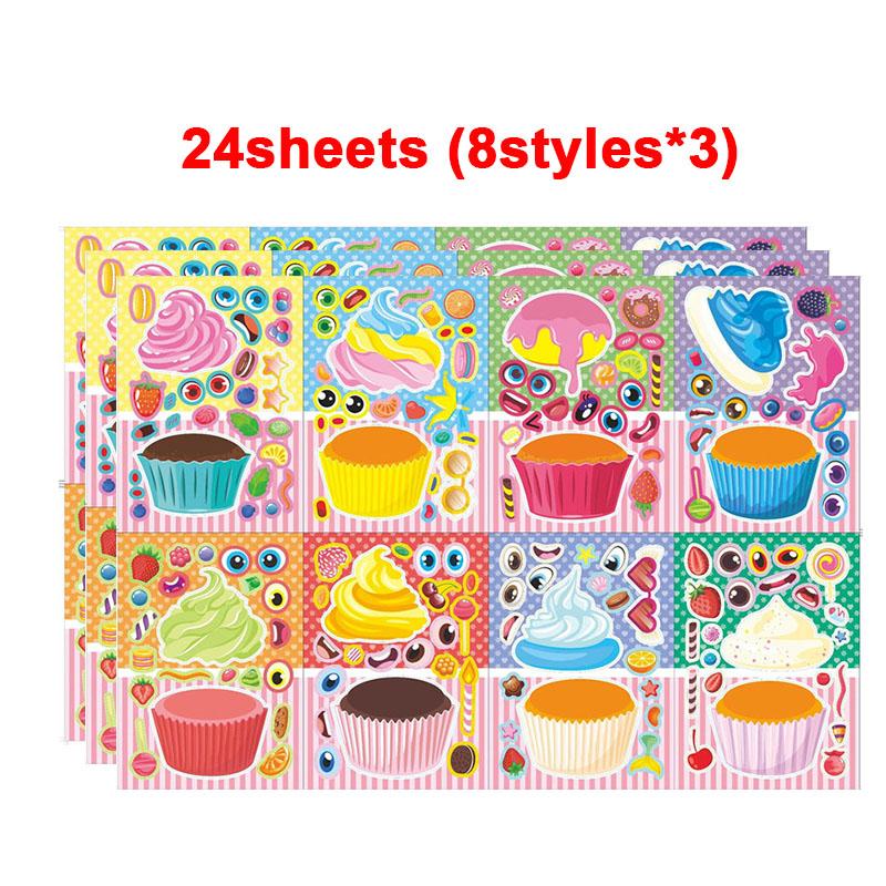 Make-a-Cake Sticker Sheets DIY Make Your Own Birthday Cake Puzzle Stickers for Kids Boys Girls Party Favor Games Toys Gifts