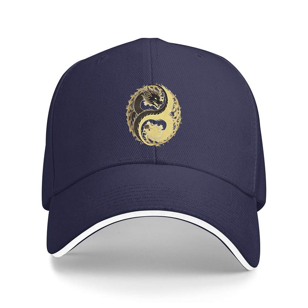 Yin Yang Dragon Graphic Baseball Cap Unisex Lightweight Polyester Outdoor Adjustable Hat