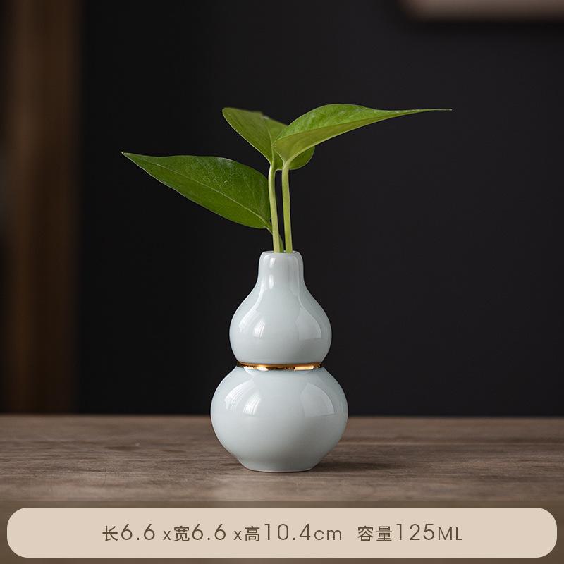 Chinese Style Wealth Attracting Gourd Ornament Dried Flower Arrangement Hydroponic Vase Ceramic Desktop Decoration Crafts