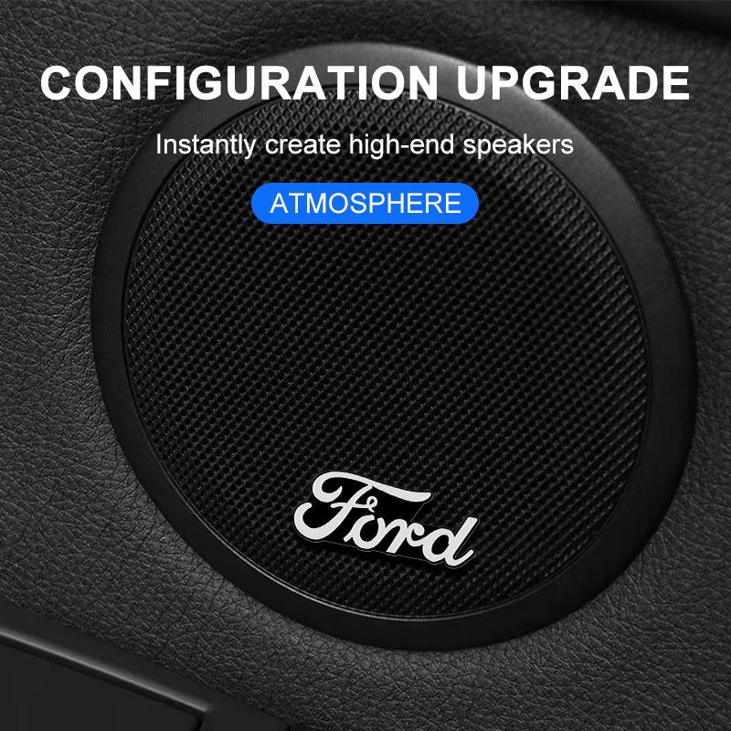 3D Bilstyling Klistermärke Aluminium Emblem Interiör Högtalare Ljud Badge För Ford Focus Mondeo Kuga Fiesta MK7 Escort Explorer Edge 2 4 MK2 MK4