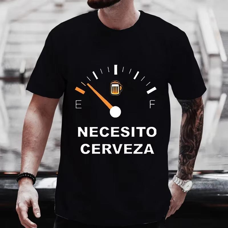 Fashion Casual T-Shirt NECESITO CERVEZA Printed Mens T-Shirt Fashion T-Shirt Summer Beer T-Shirt Fashion Casual Top