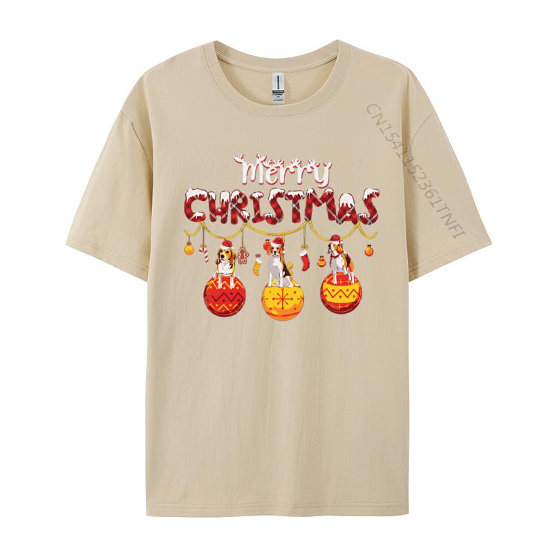 Beagle Dog Red Plaid Santa Merry Christmas Tshirt Print Casual Slim Fit Tshirt Top Graphic Tee Cotton