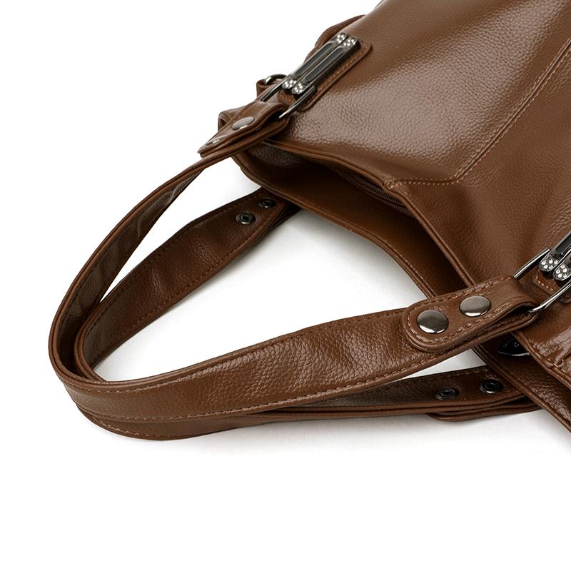 Women's Tote Bag Solid Color Shoulder Bag Large Capacity Middle-Aged Mother Bag