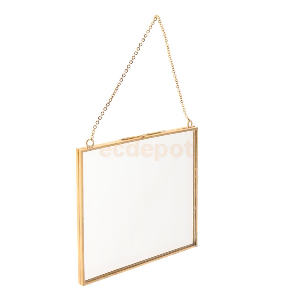 MagiDeal Industrial Style Double Sided Glass Hanging Photo Frame Wall Frame Flower Plant Specimen Portrait Display Frame Holder