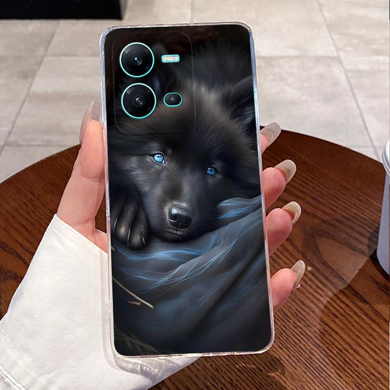 Phone Case For Vivo V25 Y35 Casing Luxury Cute Love Heart Rabbit Funny Pattern Transparent Silicone TPU Soft Shell Back Cover