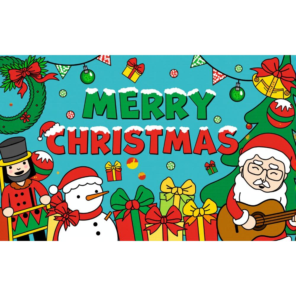 Merry Christmas Winter Santa Snowman Background Cloth 2025 Xmas Party Decoration Supplies Home Photography Background Banner