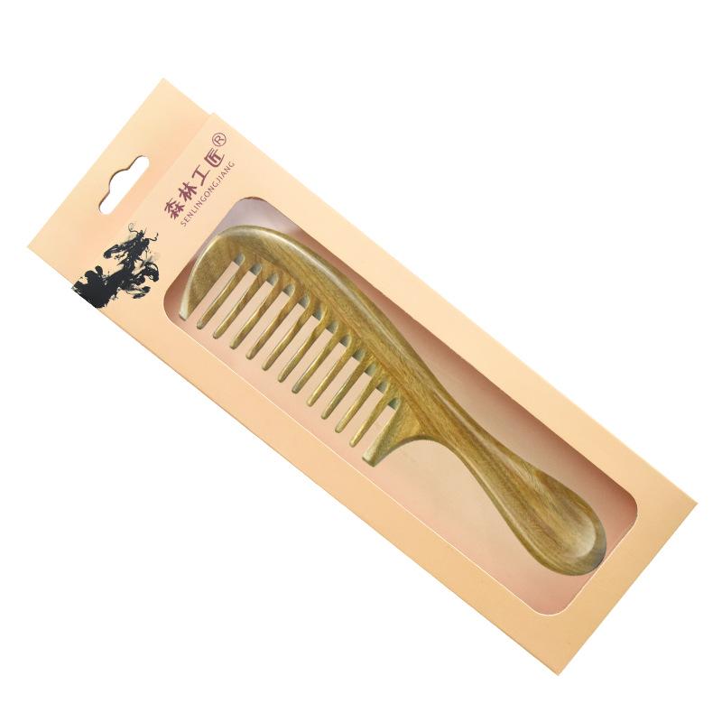 Large Jade Sandalwood Comb - Thick Wide Tooth Curling with Custom Engraving Option