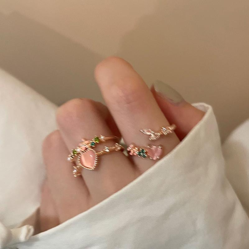 Style Geometric Charming Adjustable Heart Shaped Zircon Ring For Women Perfect For Gifts