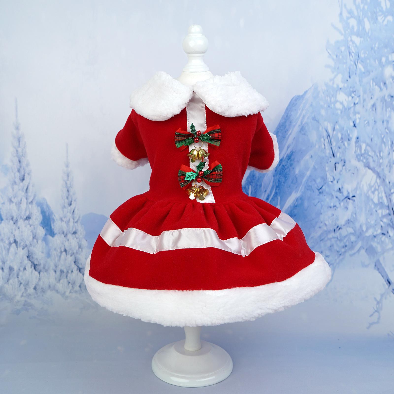 

Pet Christmas Clothes Santa Claus Snowflake Festival New Supplies Dog Spot Clothing Decorative Bells XL красный