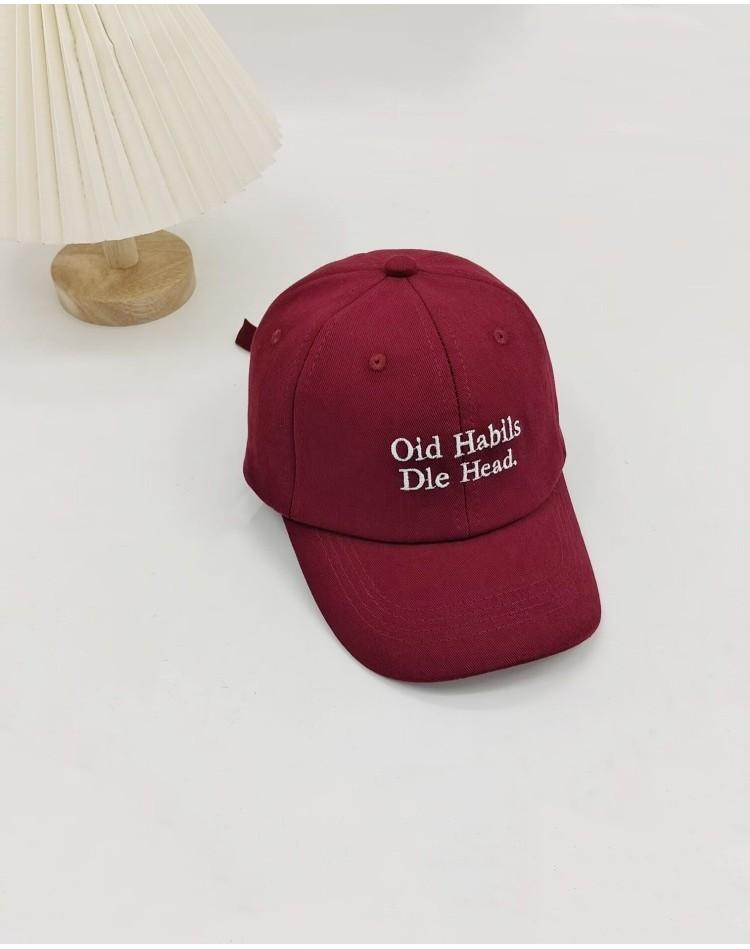 Stylish Children's Duck Tongue Cap With Embroidered Letters For Travel In Spring And Fall Wine Red
