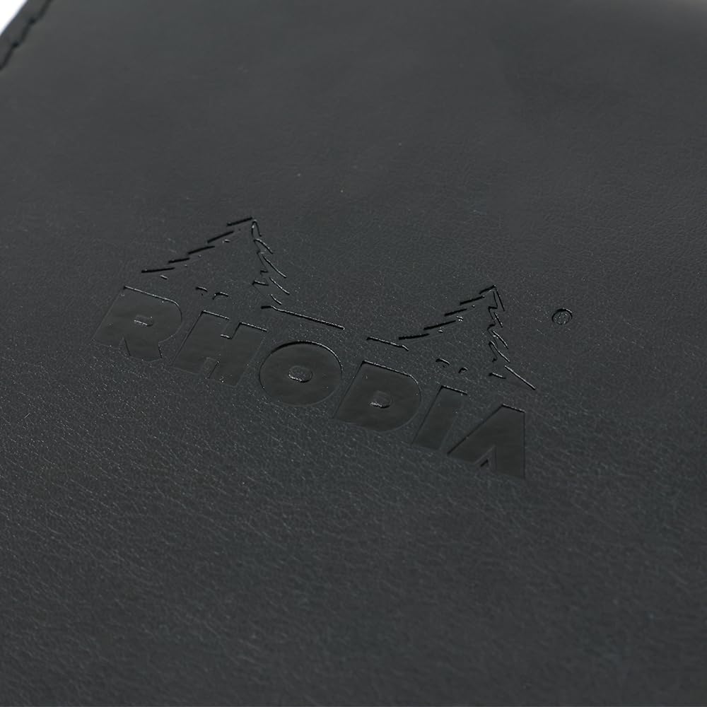 Rhodia PU Leather Cover, Black (A5 Stapled Notebook, 5mm Grid with Orange Grid) RHODIA cfa5pucvbk