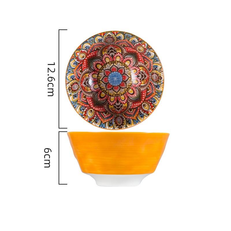 

Vintage Underglaze Color High-end Rice Bowl Soup Bowl Large Capacity Household Nordic Dishes Home Kitchen Utensils