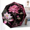 Lotus Flower Yin Yang Symbol Art Print Poster Wall Decor Umbrella, Portable 3 Fold Compact Umbrella for Men & Women,S97