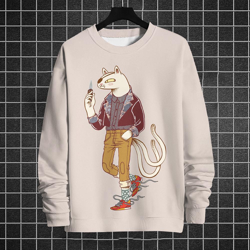 

Худі з кумедними тваринами для чоловіків Футболки з графічним принтом Пуловери з довгими рукавами Чоловічий одяг Топи Світшоти з круглим вирізом Осінь 2024 4XL