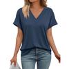 Plus Size Solid Color V Neck Tee Casual Short Sleeve T-Shirt for Summer