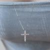 (92.5 Silver) Cubic Cross Pendant Long Necklace Nz2484