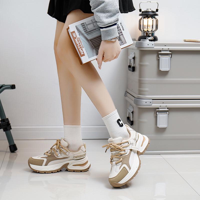 Dámské Dad Shoes Jaro Nová Móda Ins Všestranné Korejský Styl Silná Podrážka Prodyšné Studentské Volnočasové Tenisky A002