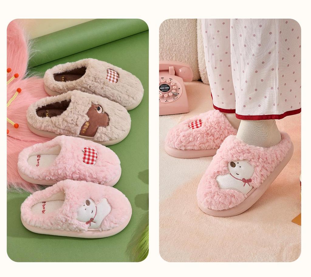 Jie Liya 2025 Women's Cute Cartoon Cotton Slippers - Cozy Indoor Plush for Autumn/Winter (Available for Men Too)