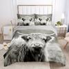 2/3PCS Fashion Field Style Highland Cow HD Digital Printing Home Duvet Cover King Size Bedding Set With Pillowcase For Bedroom