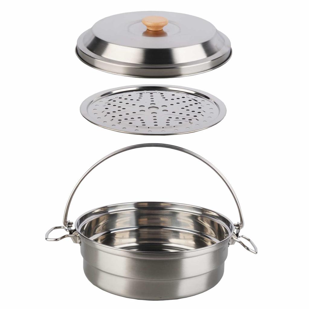 STARCAMP Lightweight 304 Stainless Steel Outdoor Camping Cooking Pot Steamer for Travel