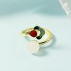 Auspicious Cloud Enamel White Hetian Jade Retro Ring