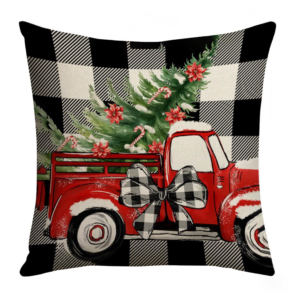 

Рождественская наволочка украшение клетчатый автомобиль элемент рождественской елки диван атмосфера декоративная поясничная подушка 45 * 45 (excluding core)