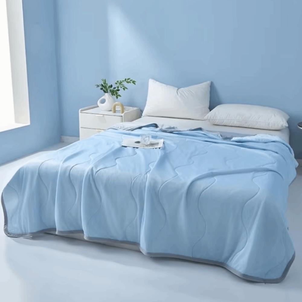 Solid Color Summer Ice Silk Quilted Quilt Thin Breathable Cooling Blanket Throw Blanket Dormitory