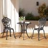 Three Piece Aluminium Floral Bistro Set Black