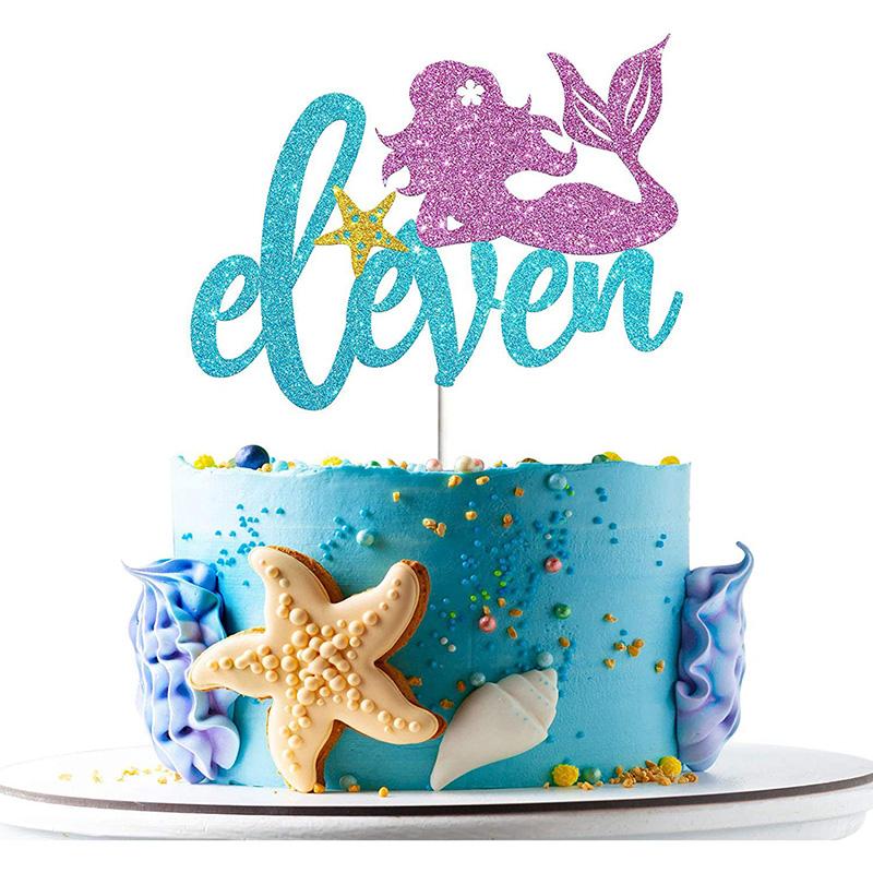 Mermaid Tail Happy Birthday Cake Topper Little Mermaid Party 1-10 Number Cupcake Toppers Girls Birthday Baby Shower Party Decor