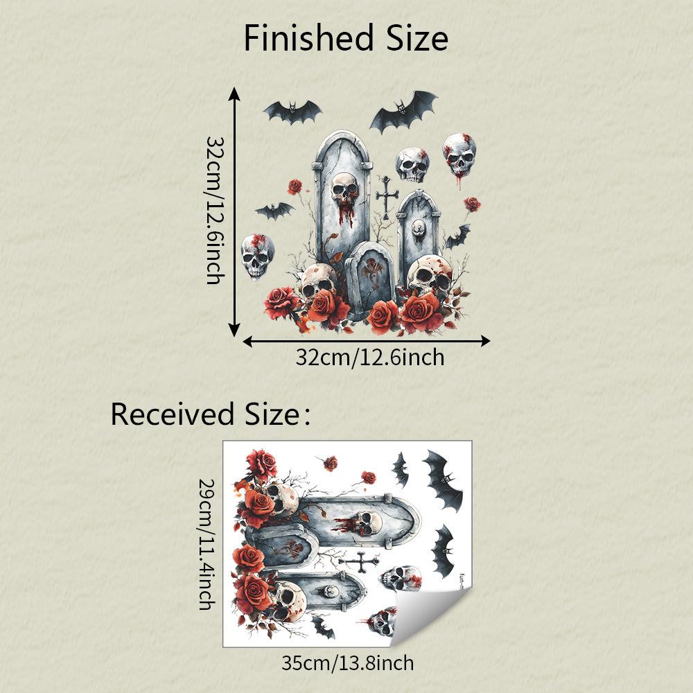 Halloween Tombstone Terrifying Skull Bathroom Toilet and Toilet Stickers for Beautification and Decoration