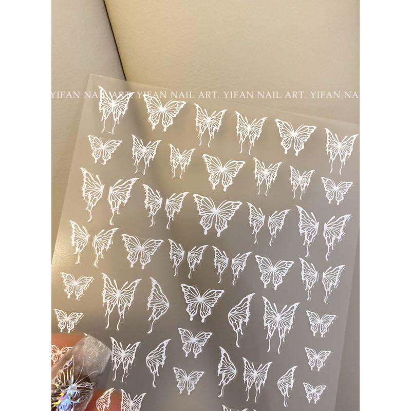 

J138 Dopamine Colorful Liquid Butterfly Nail Sticker J138-8. [Liquid White Butterfly. 1]]