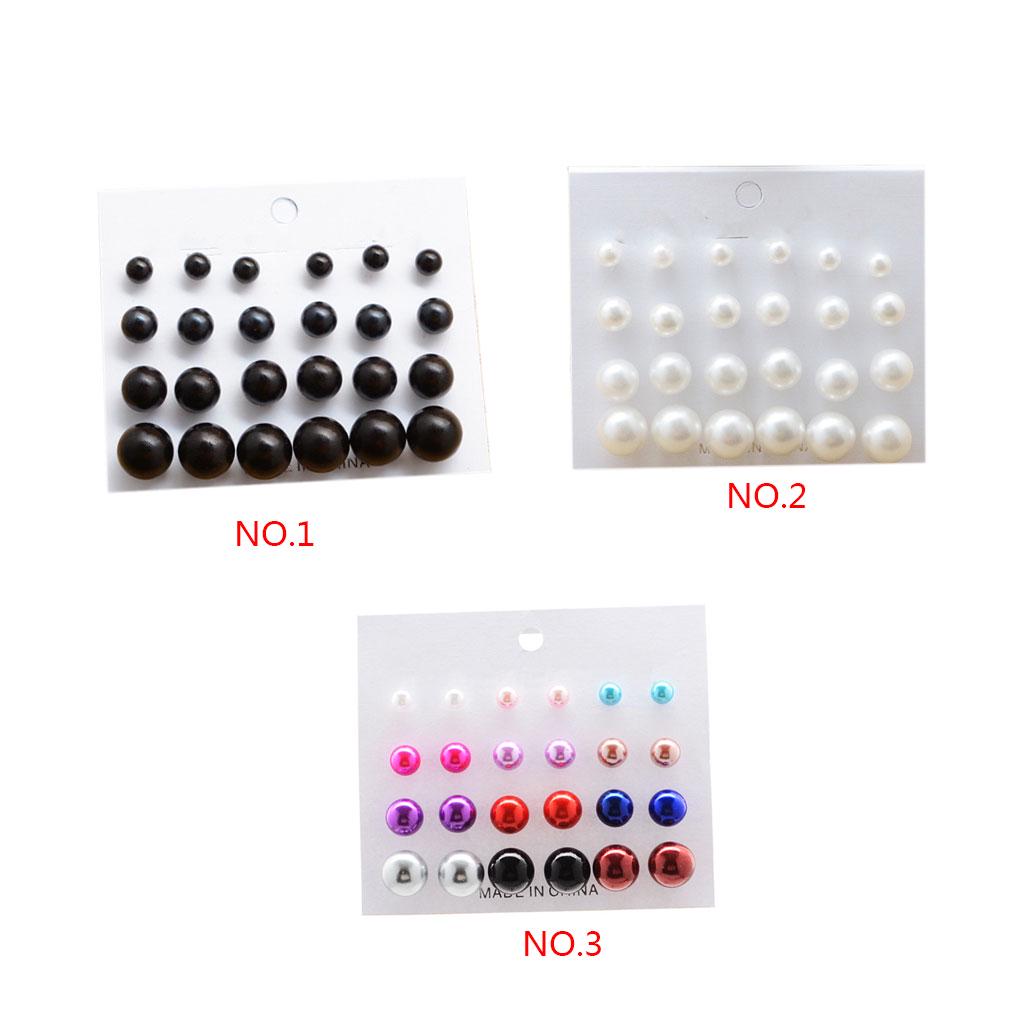 12 Pair/Set Bohemian Women Pearl Earrings Kit Girl Wedding Prom Party Ear Rings Simple Vintage Ear Studs