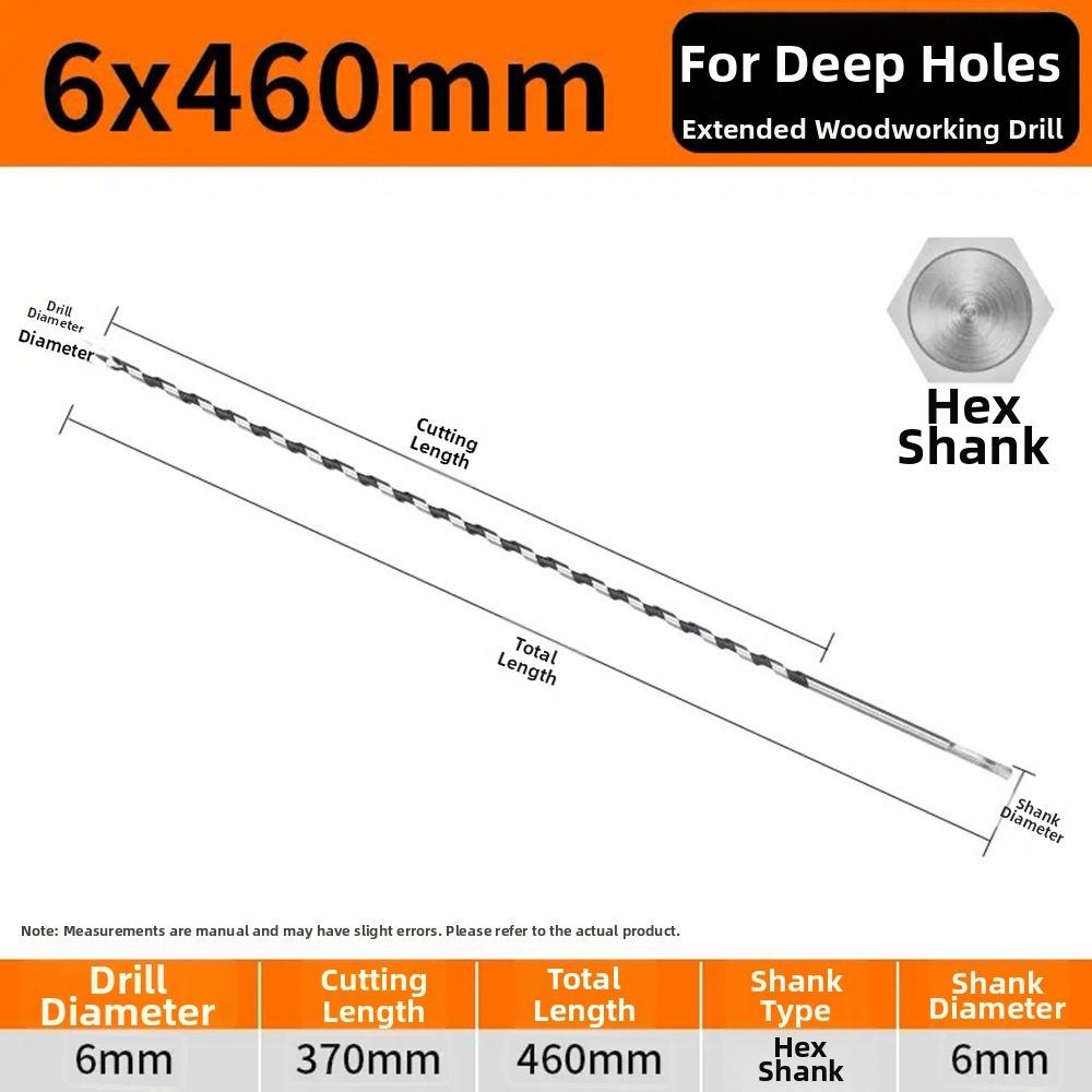 1Pcs 200-460mm Wood Auger Drill Bit 6mm Woodworking Center Drill  for Woodworking Door Lock Reaming