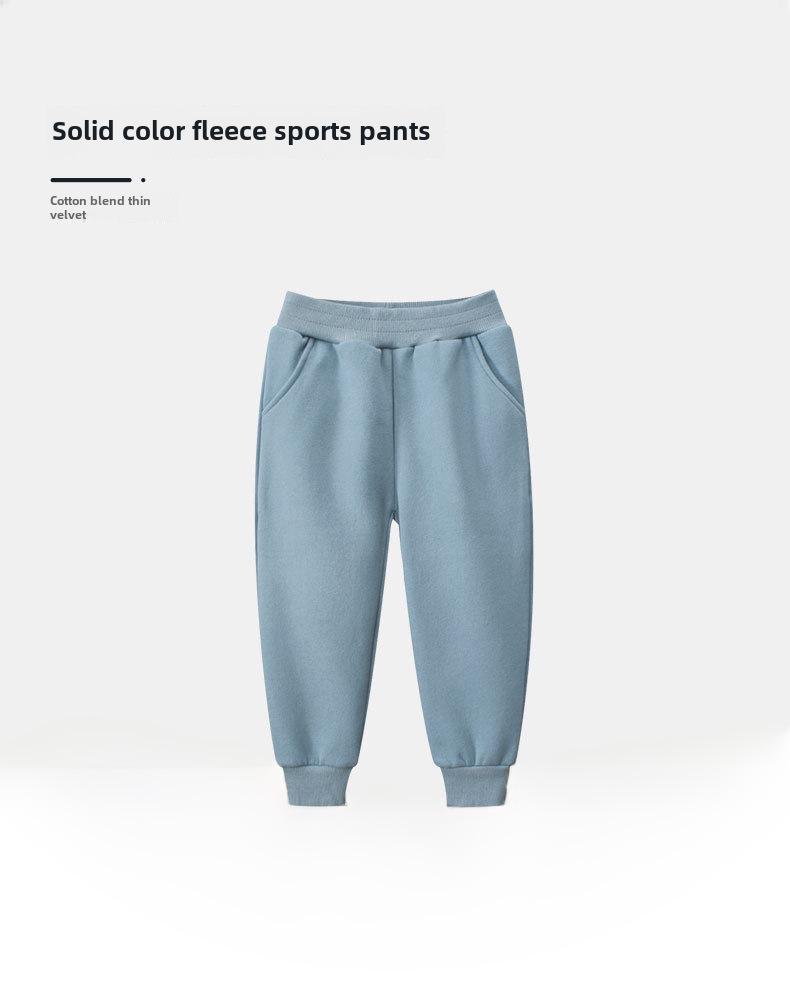 27Kids 2024 Höst/Vinter Enfärgade Sportmjukisbyxor för Pojkar