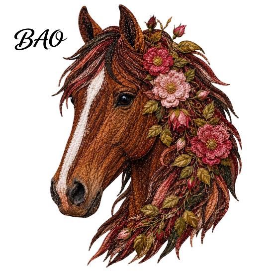 Artistic Fabric Applique Set Floral Horse Patchwork Kit, DIY Diy Kit Sewing for Adults, Handmade Wall Decor Decorative Collage