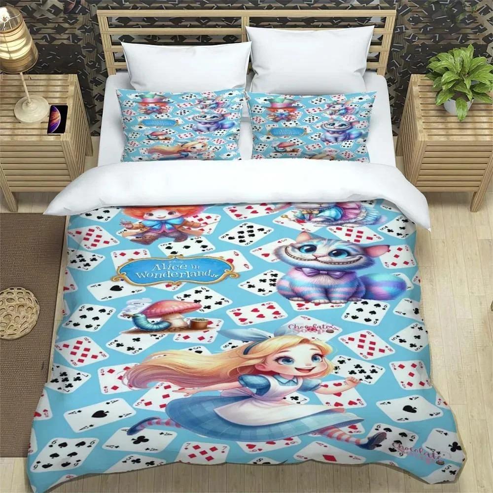 Alice In Wonderland Anime Bedding Set Printed Soft Bedding Set Duvet Cover Children Adult Birthday Gift