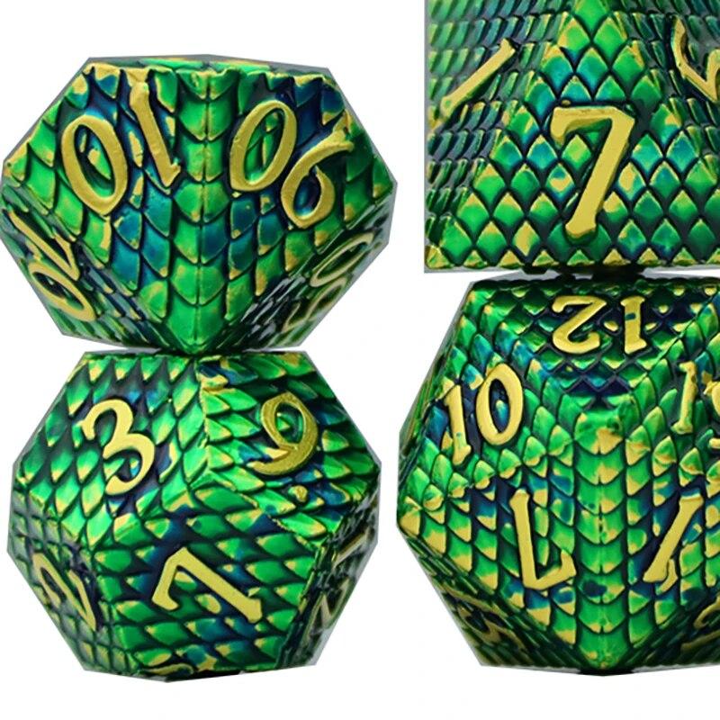 DND Dragon Metal Dice 7pcs Multi-Sided Dices for TRPG Games Table D&D Game Board Game Entertainment