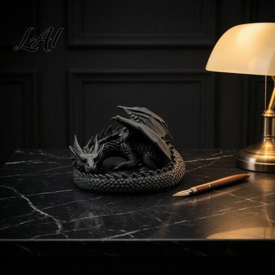 Ring Storage Tray 3D Printed Dragon Jewelry Tray Coiled Figurine Key Bowl Fantasy Necklace Display Stand Desktop Organizer for Earrings Necklaces,