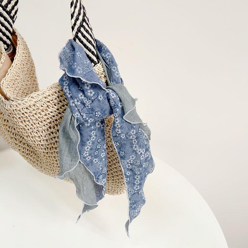 Double Layer Triangle Scarf Women Cotton Linen Scarves Solid Color Scarf Small Shawl Korean Version Shawl  All-match Decorative